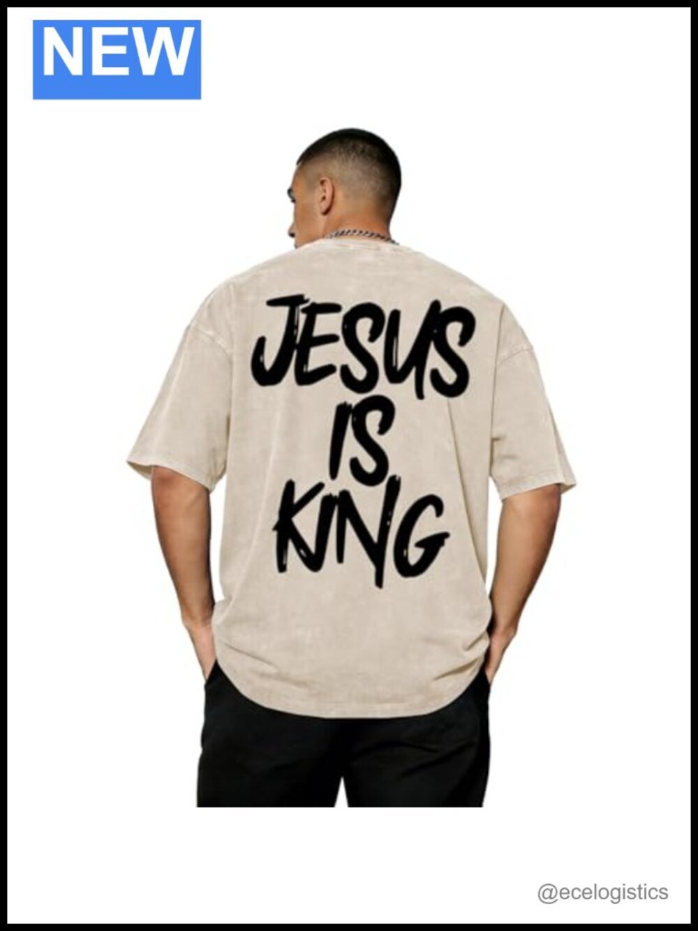 Jesus Is King Men's Oversized Acid Wash Cotton T-Shirt